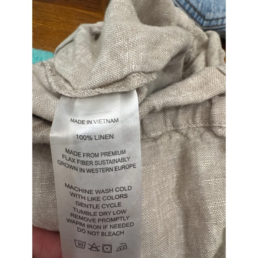 Quince 100% European Linen Tapered Ankle Pants Flax Beige Small